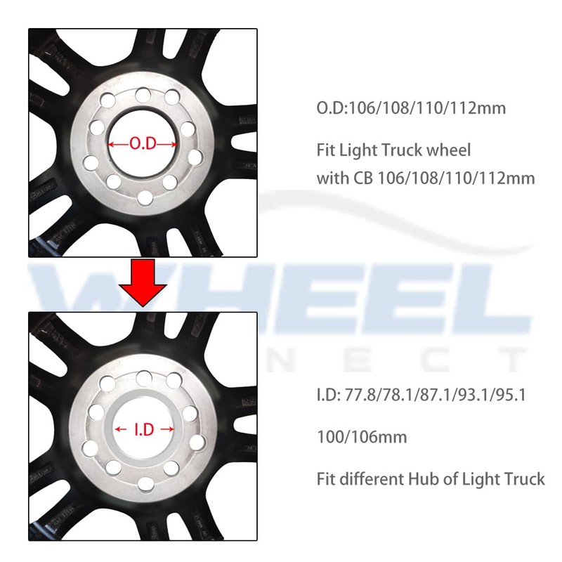 WHEEL CONNECT Hub Centric Rings, 110 to 106, Set of