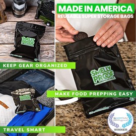 5x Black Smelly Proof Resealable Bags Choose from 6 Sizes (MEDIUM 18CM X 20CM)