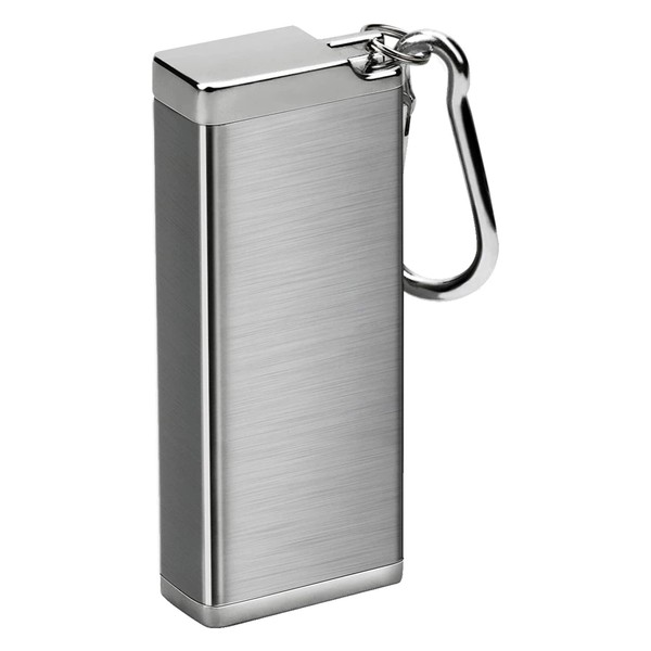 Portable Ashtray, Stylish, Car Ashtray, Odorless, Portable, Lid Included, Carabiner, Key Holder, Stainless Steel, Silver