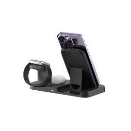 OFEEL 3 in 1 Wireless Charging Station, 15W Fast Wireless Charging Stand Compatible with Phone 15/14/13/12/11 Pro Max XR XS 8 Plus, iWatch 8/7/6/5/4/3/2/SE, AirPods Pro 3 2 (Adapter Included) (Black)