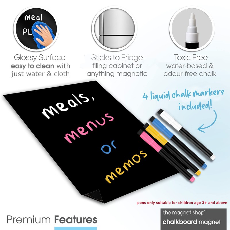 TMS Blackboard Fridge Magnet | A4 Magnetic Chalk Board Dry