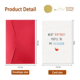 ICOOLYI Romantic Birthday Card for Him and Fiancé – 'Next Birthday You’ll Be My Husband!' – Perfect for Engagement Celebration, Wedding Countdown, and Special Moments