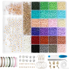 LW 3mm Bunte Perlen Set zum Armbänder Selber Machen, Perlen zum Auffädeln für Kinder und Erwachsene, Ideal für Weihnachten, Schmuckherstellung, Geburtstage, Feiertage, Partys usw
