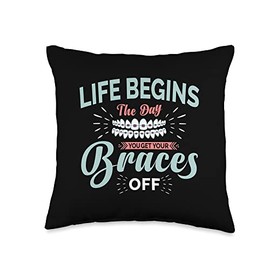 Braces Dental Orthodontic Colors Teeth Brush Assistant Throw Pillow