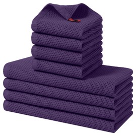 Homaxy 100% Cotton Kitchen Towels and Dishcloths Set, 12 x 12 Inches and 13 x 28 Inches, Set of 8 Bulk Kitchen Towels Set, Ultra Soft Absorbent Dish Cloths for Washing Dishes, Eggplant