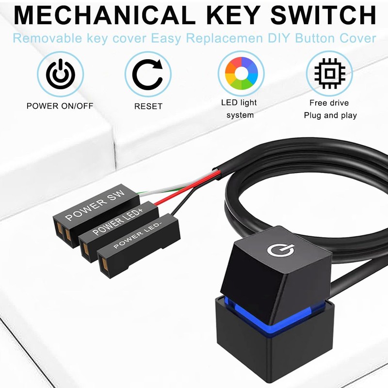 Xiatiaosann 2 Pcs Desktop Computer Power Switch, PC Power Switch