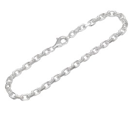 NKlaus 12429 Men's Bracelet 925 Sterling Silver 19 cm Anchor Chain Side Diamond-Coated, Sterling Silver