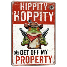 macago Frog Decor Funny Yard Sign Hippity Hoppity Get Off My Property Outdoor No Trespassing Warning Signs for Door Yard 8x12 Inch