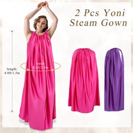 Suhine 2 Pcs Yoni Steam Gown Robe Sauna Steam Cloak Sauna Sweating Steam Kit for Bath Home Spa, Hair Salon(Rose, Purple)