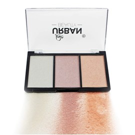 Love Urban Beauty Cheeky Looks Highlighter - 3 Colours Highlighter Palette Women - Bronzer Powder Palette with Brush - No Parabens, Not Tested on Animals - Ideal for Contouring and Highlighting