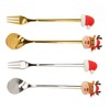 4Pcs Christmas Spoons and Forks Set Stainless Steel Cartoon Funny