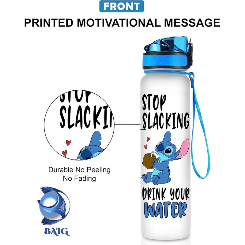 Blue Alien 32 Oz Water Track Bottle, Stop Slacking Drink