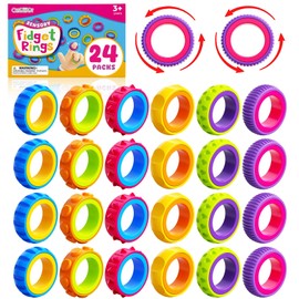 OleOletOy Fidget Toy Sensory Rings for Kids: 24pcs Spinner Ring Bulk - Autism Toys for Stress Calming - Classroom Prize Quiet Fidgets for Students