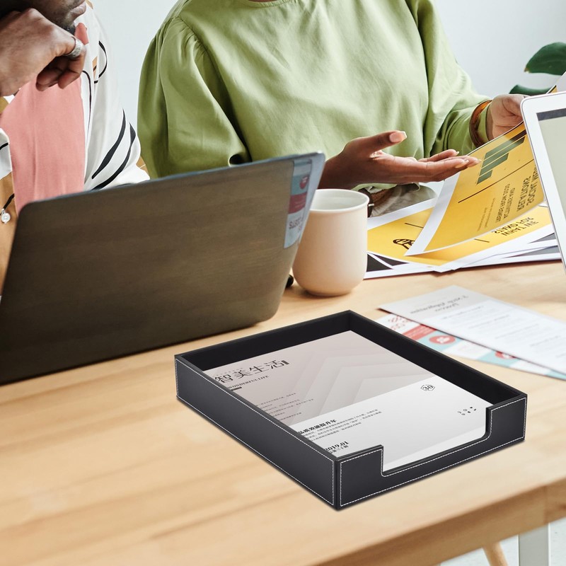 Leather 1-Layer Letter Tray Stackable File Document Tray,A4 Paper Case