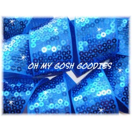 3" SHINY SEQUIN SPARKLE GLITZ BLING METALLIC RIBBON 4 CHEER HAIRBOW ROYAL 5YD