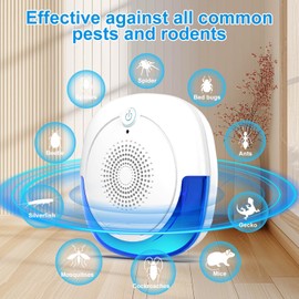 2025 Upgraded Ultrasonic Insect Repeller 6 Packs, Indoor Ultrasonic Repellent for Roach, Rodent, Mouse, Bugs, Ant, Mosquito, Mice, Spider, Electronic Plug in Pest Control