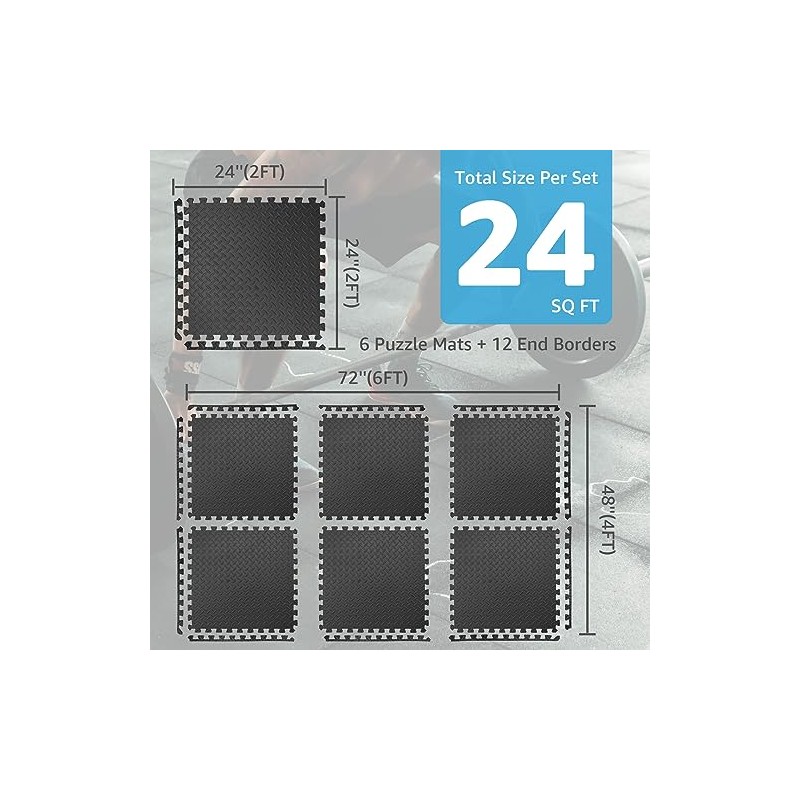Art3d Eva Puzzle Exercise Mats, 24"x24" x 1/2” Thick Foam