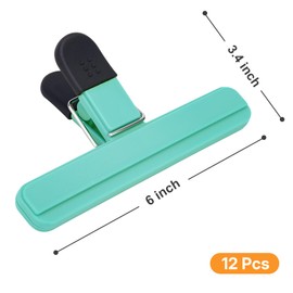EWOID 12 Pack Chip Clips, Large Food Clips, Snack Bag Clip, Plastic Heavy Duty Seal Grips for Food Storage, Home, Kitchen and More(6 x 3.5 Inch)