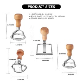 Ravioli Stamp Maker Cutter with Roller Wheel Set, Mold with Wooden Handle and Fluted Edge, Pasta Press Kitchen Attachment (3 Set) (3 Set with Cutter)