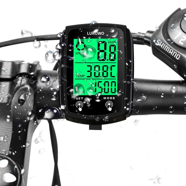 Cycle Computer Speedometer, Bicycle, Wired, Waterproof, Backlit Speedometer, Speed Meter, Cycle Meter, Cyon, Odometer, Multifunctional, Large Screen Display (Black)