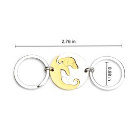 OBEISN Women's Patchwork Dachshund Pattern Stainless Steel Key Ring, Modern and Simple Design, Birthday Gift, Very Suitable as a Birthday Gift for Girlfriend or Sister