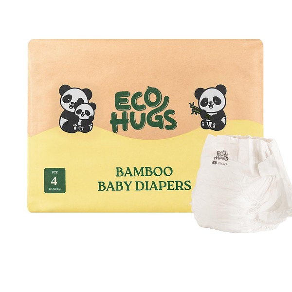 EcoHugs Bamboo Diapers Size 4 | Ultra-Soft Disposable Baby Diapers