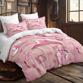 CCoutueChen Western Comforter Set King Size,Rustic Cowboy Hat Boots Bedding Set for Kids Adult - 3Pieces Country Style Microfiber Summer Lightweight Comforter with 2 Pillowcases