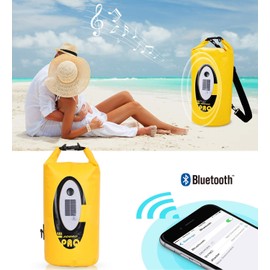 Floating Dry Bag Waterproof with Bluetooth Speaker Solar Light - 20L Roll Top Dry Sack Keeps Gear Dry for Men Women Kayaking, Beach, Rafting, Boating, Hiking, Camping and Fishing