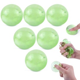 Pack of 6 Stress Balls for Adults, Mini Squish Balls, Green Squeeze Toys, Stress Relief Balls for Classroom Prizes, Party Bags