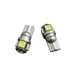 Mameden T10 LED White 5050 3 Chip 5 Row SMD Position, License Plate, Interior Light (Wedge Single) Set of 2