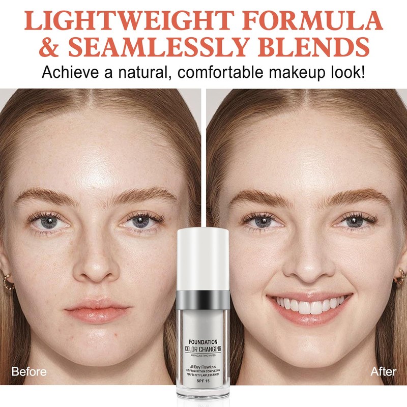 2 Pack TLM Flawless Color Changing Foundation, Warm Skin Tone