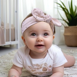 Quizzhe Baby Girls Cute Bow Headbands Elegant Child Hair Accessories Hairbands Soft Elastic Lace Hairbands Newborn Infant Toddlers Kids Hair Accessories Baby Shower Gifts (style1, normal)