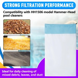 HH1506COMP Ultra Fine Volcanic Replacement Bag for Hammer-Head Performance Pool Cleaner, Standard 200 Micron Debris Bag Compatible with HH1506 Models, White