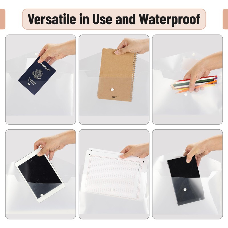 Mr. Pen- Clear Plastic Envelopes, 4 Pack, A4, Clear,Letter Size,