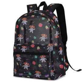Dezcrab Mesh Backpack for Girls, Kids Teens School Backpacks Women Bookbags Semi-transparent Beach Backpacks (Dog)