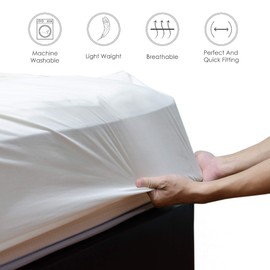 LUXURANGE Non Iron Double Bed Fitted Sheet 100% Poly Cotton Double Bed Sheet, Kids Double Fitted Sheet with 25cm Depth Pocket, Hotel Quality Easy Care Plain Dyed Soft, Navy Blue.