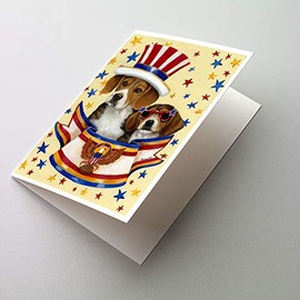 Caroline's Treasures PPP3017GCA7P Beagle USA Greeting Cards and Envelopes Pack of 8 Blank Cards with Envelopes Whimsical A7 Size 5x7 Blank Note Cards