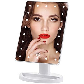 LUMEZING Espejo luz led Maquillaje de Alta definición con 22 Luce Ajustable | Utensilio para maquillar con Luces e Intensidad Adaptable,conexión USB o Pilas y rotación de 180° para Uso Personal