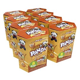 Meiji Hello Panda Cookies, Caramel Crème Filled - 6 oz, Pack of 8, 64 Bags Total - Bite Sized Cookies with Fun Panda Sports