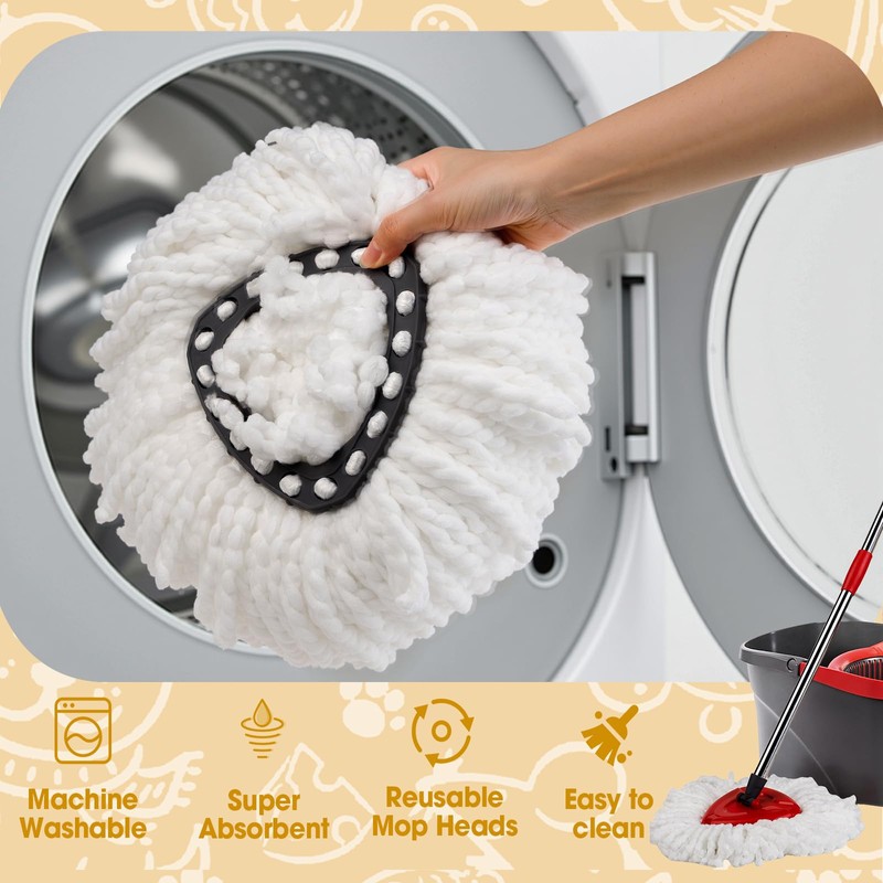 3 Pack Spin Mop Replacement Heads,100% Microfiber Spin Mop Refills