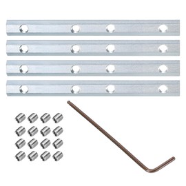 sourcing map 4pcs 20 Series Straight Line Connector 4 Inch with M5 Mounting Screws and Wrench Corner Bracket for T/V Slot 2020 Series Carbon Steel Extrusion Profile, Silver Tone