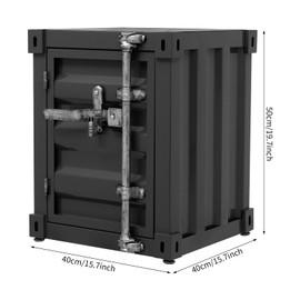 Industrial Metal Side Table with Storage Cabinet, Floor Standing Iron Lock Box Nightstand, 22lbs Load Rectangular Bedside Table, 4-Feet Container Cabinet for Living Room Bedroom Sofa Office (Black)