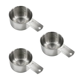 3 Pack 1 Cup Stainless Steel Measuring Cups with Handle 8oz 240ml