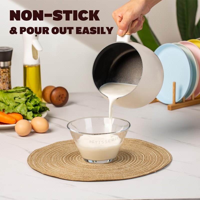 LISOS 2.5 Quart Non-stick Ceramic Sauce Pan with Lid, Small