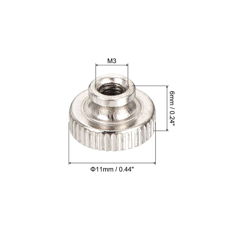 sourcing map Knurled Thumb Nut, 25Pcs M3x0.5mm Iron Round Knobs