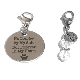 Hidden Hollow Beads Clip On Charm, Bag, Purse, Handbag, Message, Keychain, Zipper Pull, Bracelets, Necklaces, Jewelry (No Longer By My Side But Forever In My Heart)