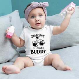 Brief Turbo Grandpa's Drinking Buddy Baby Girls Boys Bodysuit Newborn onesie Short Sleeve Infant Romper white 6months