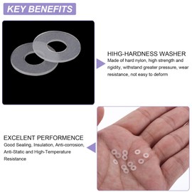 PATIKIL Nylon Flat Washers 2mm ID 5mm OD 0.35mm Thick M2 Hard Plastic Round Sealing Flange Gaskets-Applications for Machinery Electronics -[Qty 100 White]