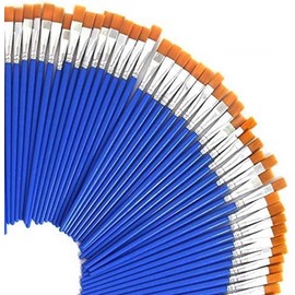 Set of 60 Paint Brushes (Blue Flat Brush, 16.5cm) for Watercolor, Oil Painting, Acrylic Painting, and Coating