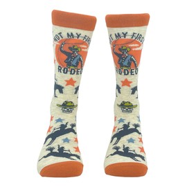 Crazy Dog T-Shirts Mens Not My First Rodeo Socks Funny Cowboy Sock Graphic Horse Riding Sarcastic Novelty Footwear